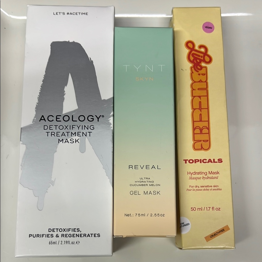 NEW Aceology Detoxifying Treatment, Tynt Skyn Reveal Gel, Topicals Hydrating